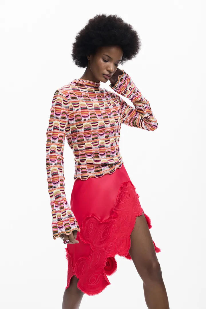 Desigual, Jersey punto colorido, Mujer, Rojo, L