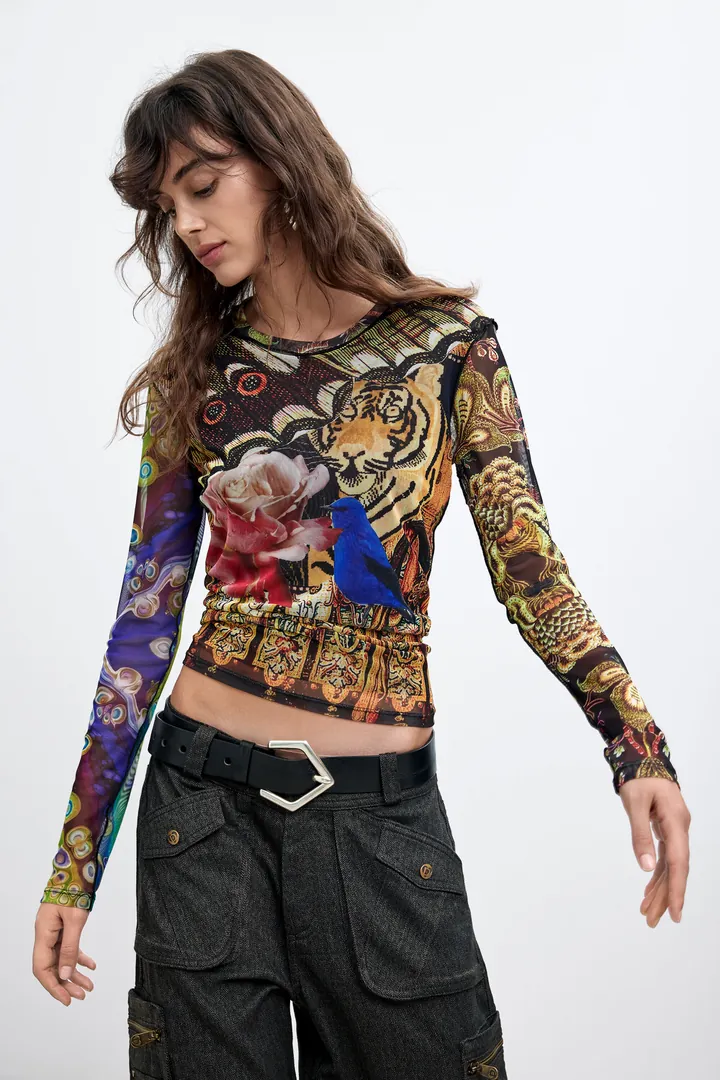 Desigual, Camiseta Estampada M. C. Lacroix, Mujer, Poliester, L
