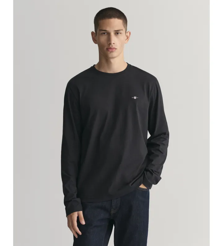 Gant para hombre. 2004049 Camiseta de manga larga Shield negro (3XL), Casual, Algodón