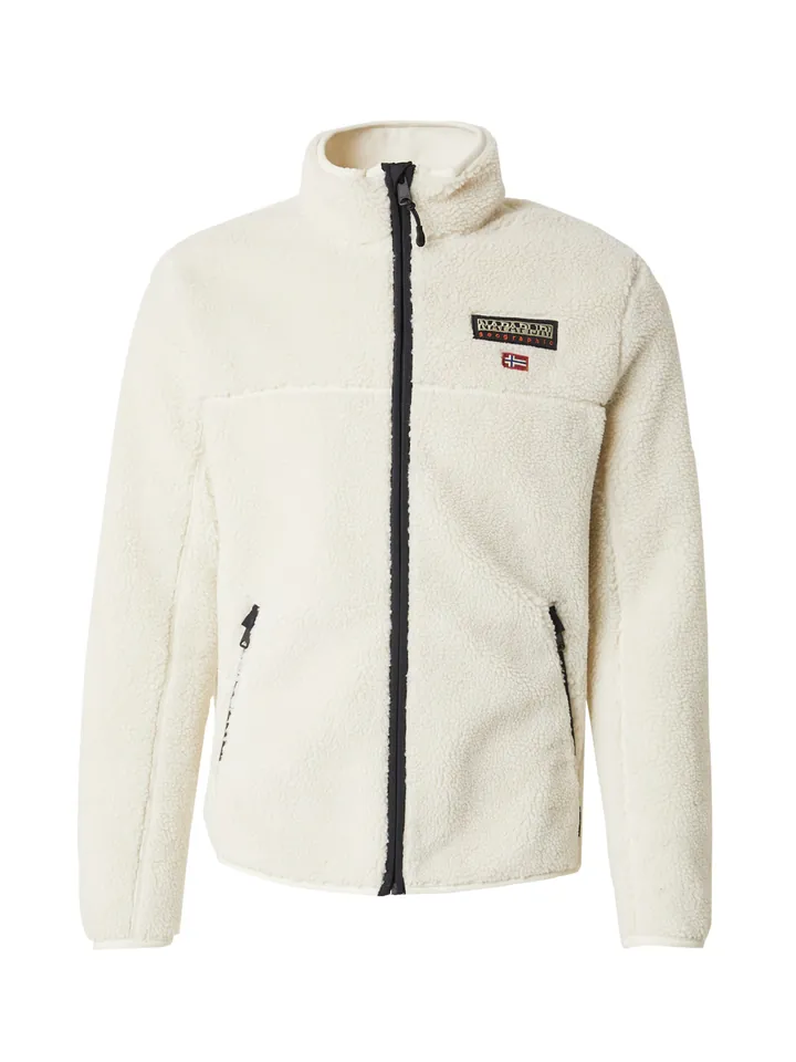 NAPAPIJRI Chaqueta polar 'Tynik' ecru / rojo sangre / negro